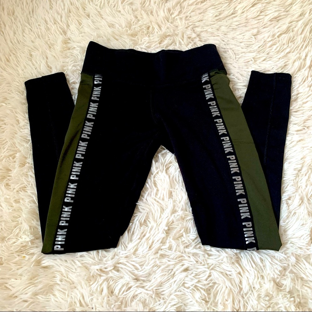 PINK cozy Striped black and green leggings pockets